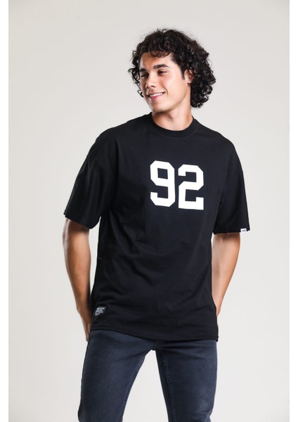 Siyah Baskılı Oversize T-Shirt