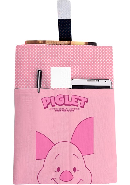 Piglet  Desenli Yıkanabilir Cepli Kitap Kılıfı 20 x 25 cm Çok Amaçlı Çanta Book Cover