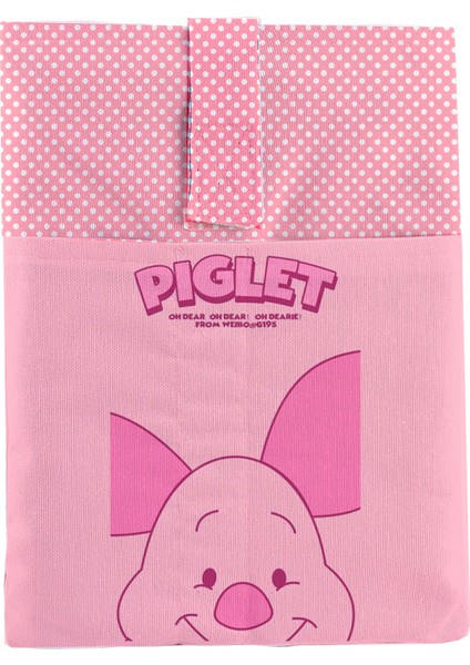 Piglet  Desenli Yıkanabilir Cepli Kitap Kılıfı 20 x 25 cm Çok Amaçlı Çanta Book Cover