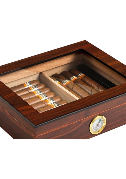 Kahverengi Camlı Humidor Puro Kutusu RC06KHV