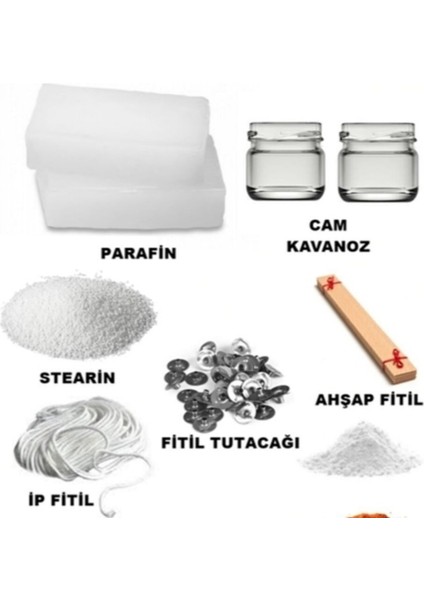 Mum Yapım Malzemeleri, Parafin-Fitil-Çıt Çıt-Ahşap Fitil-Kavonoz 2