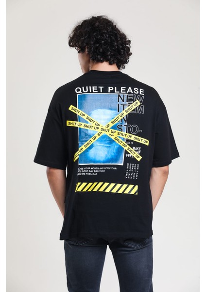 Siyah Baskılı Oversize T-Shirt