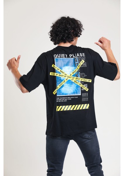 Siyah Baskılı Oversize T-Shirt indirimleri