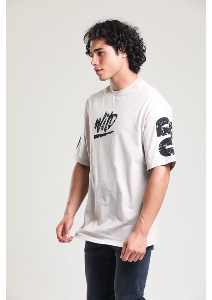 Krem Rengi Baskılı Oversize T-Shirt fiyatları