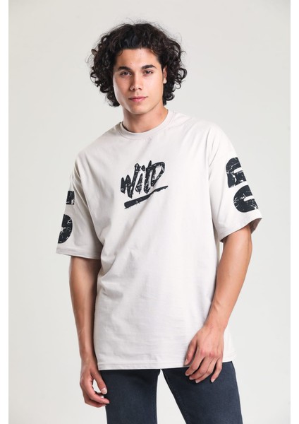 Krem Rengi Baskılı Oversize T-Shirt fırsatları