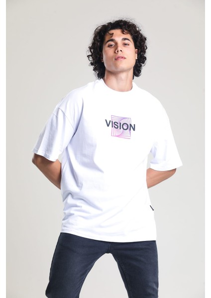 Beyaz Baskılı Oversize T-Shirt fiyatları