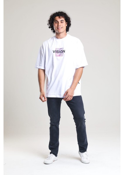Beyaz Baskılı Oversize T-Shirt fırsatları