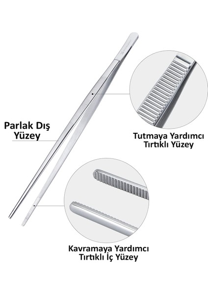 Pratik Maşa Pişirme Çelik Maşa 30CM Profesyonel Şef Cımbız