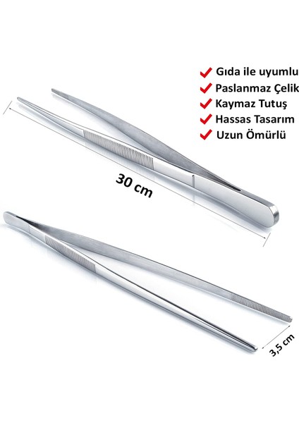 Pratik Maşa Pişirme Çelik Maşa 30CM Profesyonel Şef Cımbız