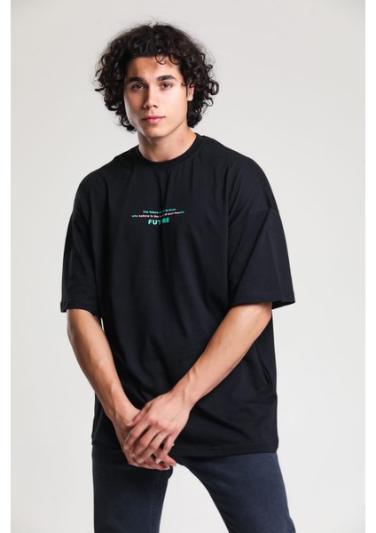 Siyah Baskılı Oversize T-Shirt fiyatları