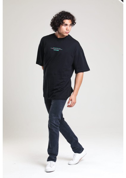Siyah Baskılı Oversize T-Shirt fırsatları
