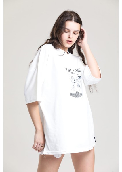 EM Brothers  Oversize T-Shirt Krem Rengi