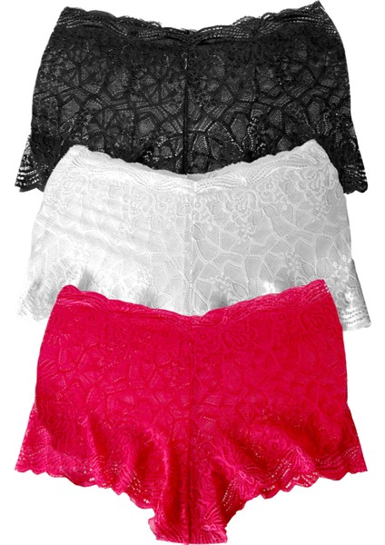 Merry Secret's Kadın Transparan Dantelli Tanga Şort Külot