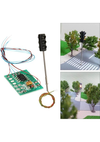 Minyatür Trafik Sinyali Işık Modeli Gerçekçi Tasarım Diorama Için LED Işık (Yurt Dışından)
