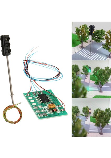 Minyatür Trafik Sinyali Işık Modeli Gerçekçi Tasarım Diorama Için LED Işık (Yurt Dışından)