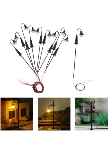 2x 10 Adet Model Tek Kafa Sokak Işıkları Lamppost Düzeni 1/75 Ho Oo Ölçeği 1/100 Tt Ölçeği 1/150 N Ölçek (Yurt Dışından)