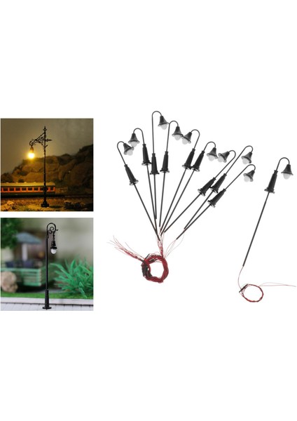 2x 10 Adet Model Tek Kafa Sokak Işıkları Lamppost Düzeni 1/75 Ho Oo Ölçeği 1/100 Tt Ölçeği 1/150 N Ölçek (Yurt Dışından)