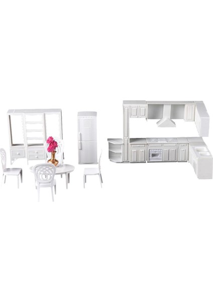 1/25 Geleneksel Yemek Odası Mobilya Soba Buzdolabı Dolabı Set Kum Masa (Yurt Dışından)