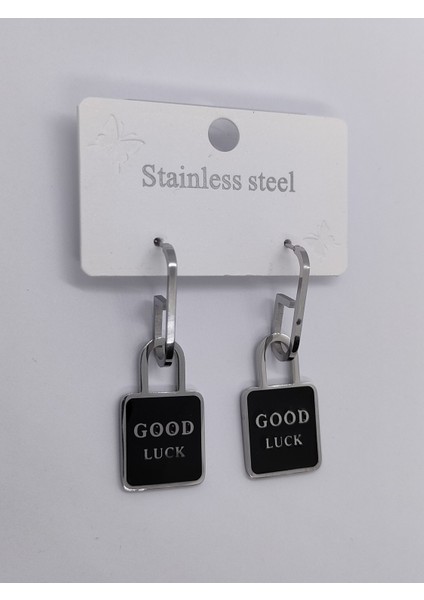 Gümüş Renk Good Luck Çelik Küpe fiyatları