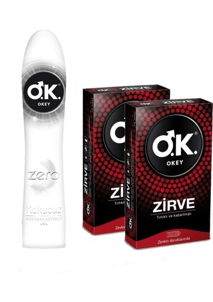 Zero Kayganlaştırıcı Jel 100ML ve Okey Zirve Prezervatif 10X2 - 3lü Set