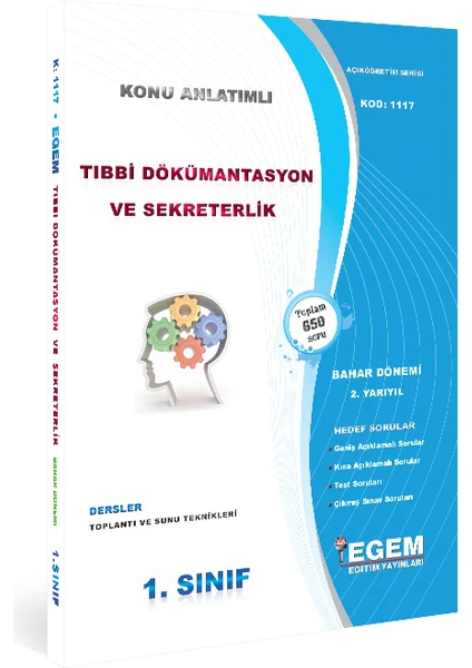 Egem Eğitim Yayınları 1. Sınıf Tıbbi Dokümantasyon ve Sekreterlik Konu Anlatımlı Soru Bankası Bahar Dönemi (2. Yarıyıl)