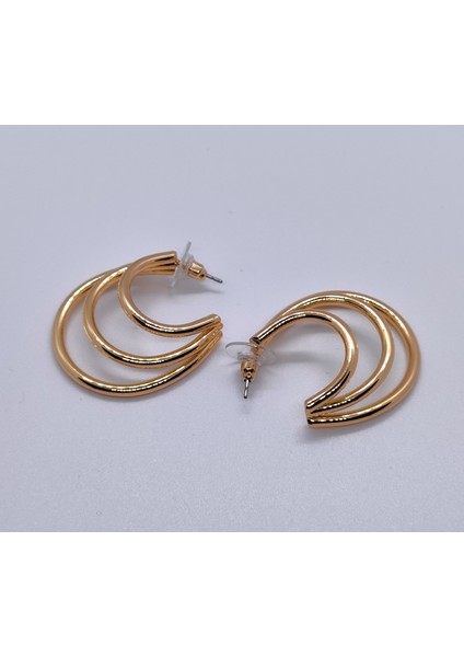 Gold Renk 3 İnce Halka Küpe modelleri