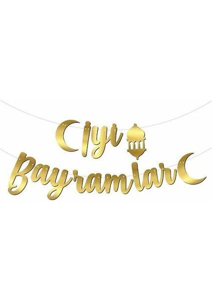 Iyi Bayramlar Gold Kaligrafi Banner Flama