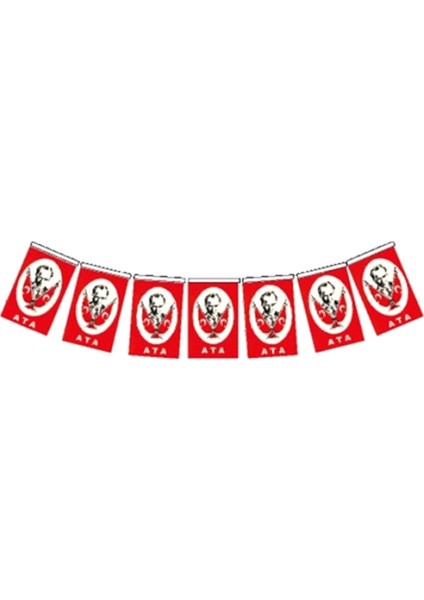 Türk Bayrağı Kağıt Ipli Sıralı Ata 50'li 3 M 6cm x 11CM