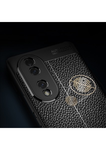 Case 4U Honor 70 Kılıf Rugan Armor Deri Görünümlü Yüksek Kalite Silikon Niss Lacivert