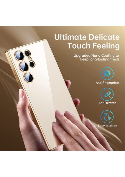 Samsung Galaxy S23 Uyumlu Kılıf Kamera Korumalı Parlak Gold Kenarlı Yumuşak Silikon Kapak Bark Açık Yeşil indirimleri