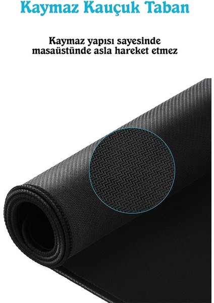 Mause Ped Gamer Oyuncu Mouse Pad Kaydırmaz Mousepad Uzun Klavye Fare Altlığı 90CMX40CM Siyah