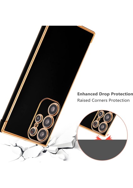 Samsung Galaxy S23 Plus Uyumlu Kılıf Kamera Korumalı Parlak Gold Kenarlı Yumuşak Silikon Kapak Bark Açık Yeşil modelleri