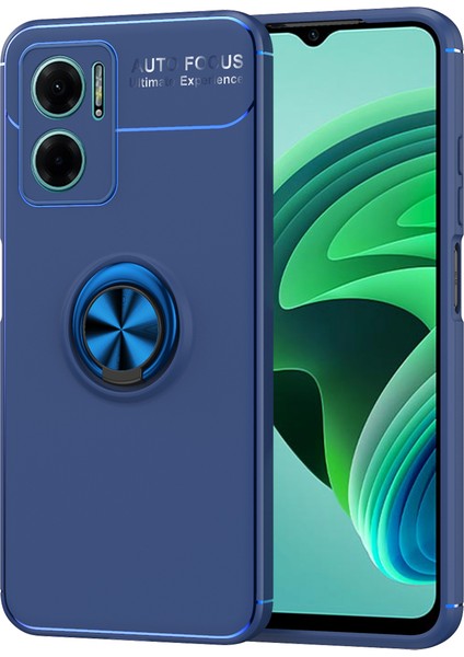 Xiaomi Redmi Note 11E Kılıf Kamera Korumalı Autofocus Shockprof Ravel Yüzüklü Standlı Slikon Kapak Lacivert