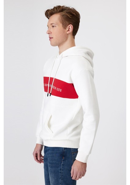 Lee Cooper Kapüşon Yaka Kirik Beyaz Erkek Sweatshirt 231 Lcm 241018 Ember Off White