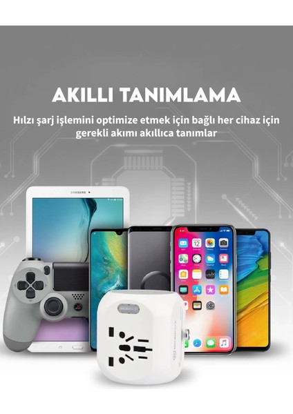 Taşınır 18W Güç Dönüşüm USA-US/AUS/UK/EU-TR Uluslararası Giriş Çıkış Seyahat Hızlı Şarj Fast Adaptör MTA-218