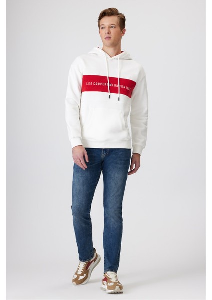 Lee Cooper Kapüşon Yaka Kirik Beyaz Erkek Sweatshirt 231 Lcm 241018 Ember Off White