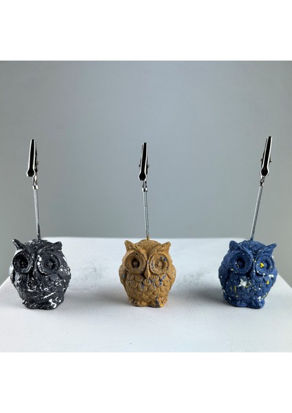 Gri Açık Kahve Gri Mavi Baykuş 3'lü Not Tutucu Set modelleri