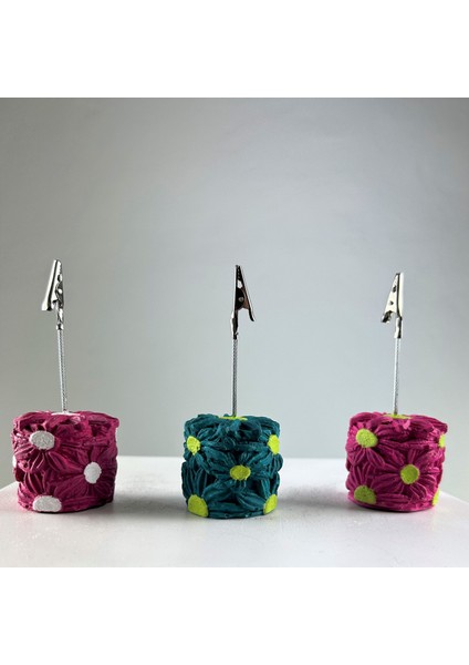 Fuşya Koyu Yeşil Papatya 3'lü Not Tutucu Set - 1 fiyatları