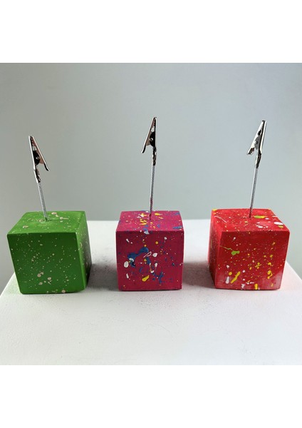 Fuşya Kırmızı Yeşil Colorful Splash Küp Not Tutucu 3'lü Set - 1 fiyatları