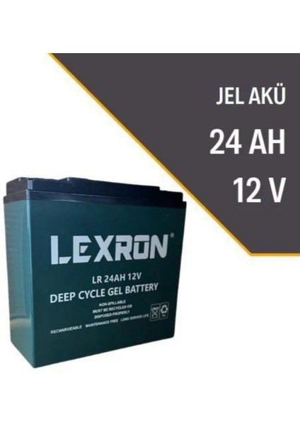 N&D Lighting Lexron 12 Volt 24AH Amper Solar Sistem ve Elektrikli Araç Jel Akü