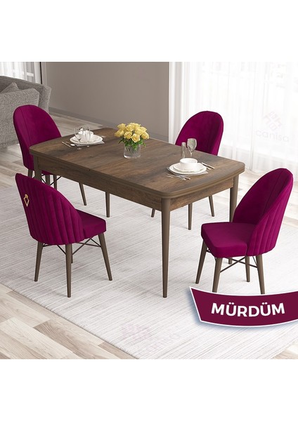 Concept Roz Serisi 80X132 Mdf Açılabilir Barok Ahşap Desen 4 Sandalye Gold Halkalı