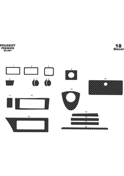 Meriç® Peugeot J9 Premier Ön Torpido Kaplama Maun 18 Parça 2006-2010
