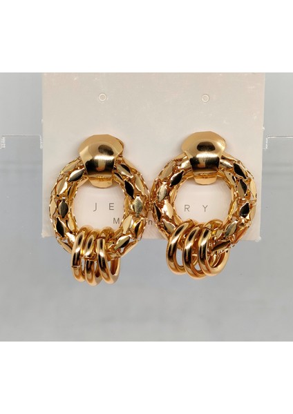 Gold Renk Halka Detaylı Küpe