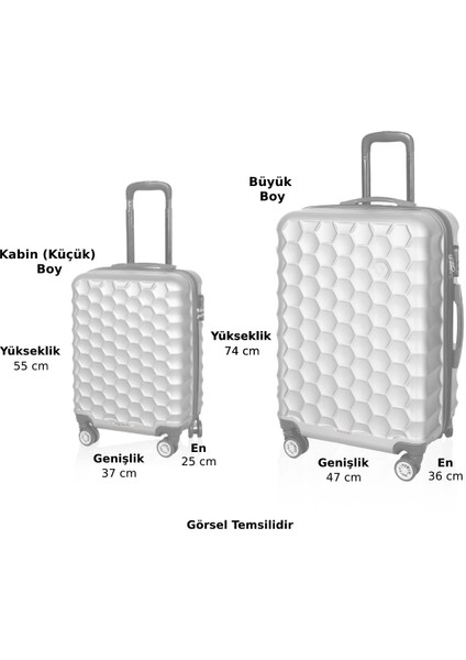 Petek Model Pembe Renk 2'li Valiz Seti (Küçük+Büyük) indirimleri
