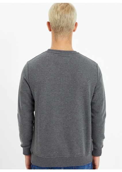 Bisiklet Yaka Gri Melanj Erkek Sveatshirt Baskılı Tişört indirimleri