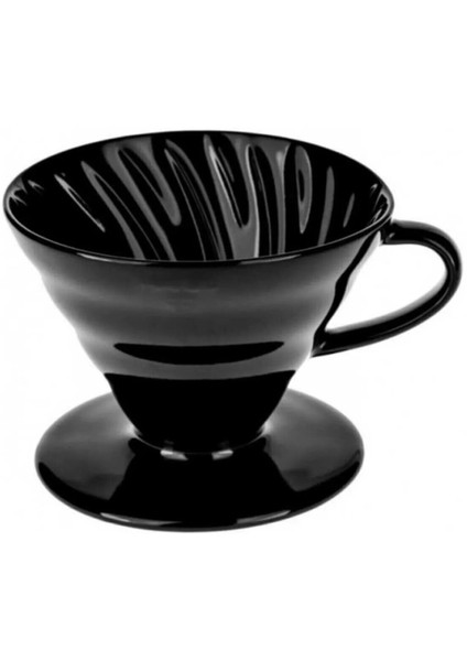 V60 Modeli Siyah Renk Seramik Kahve Demleme Dripper V60siyah - V