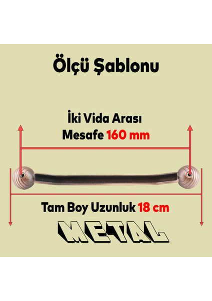 Topuz Mobilya Mutfak Dolabı Çekmece Dolap Kapak Kulpu Kulbu Antik Bakır 160 mm Metal Kulp