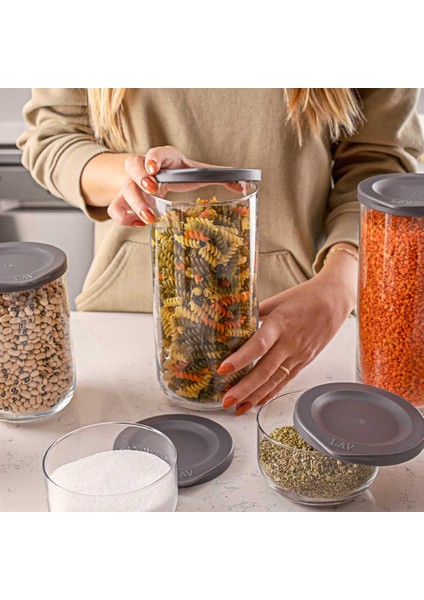 Duo Saklama Kabı Cam Kavanoz Erzak Saklama Kabı Seti Takımı Gri 3 Boy 6'lı fiyatları