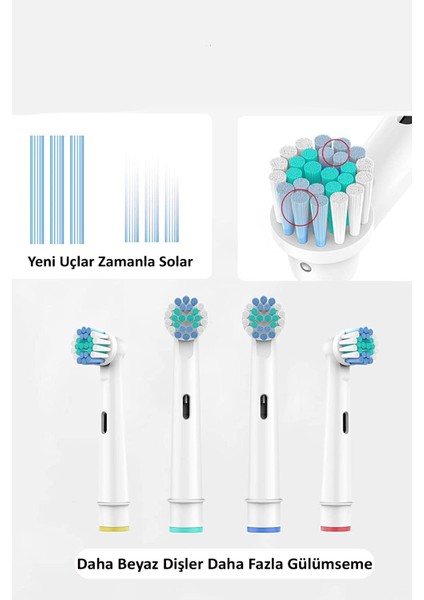 4 Adet Oral B Uyumlu Şarjlı Diş Fırçaları Uyumlu Muadil Yedek Başlık Ağız Bakım Yedek Fırça Başlığı