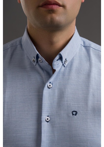 Hasırlı Slimfit Düğmeli Yaka Katlamalı Uzun Kol Erkek Gömlek modelleri